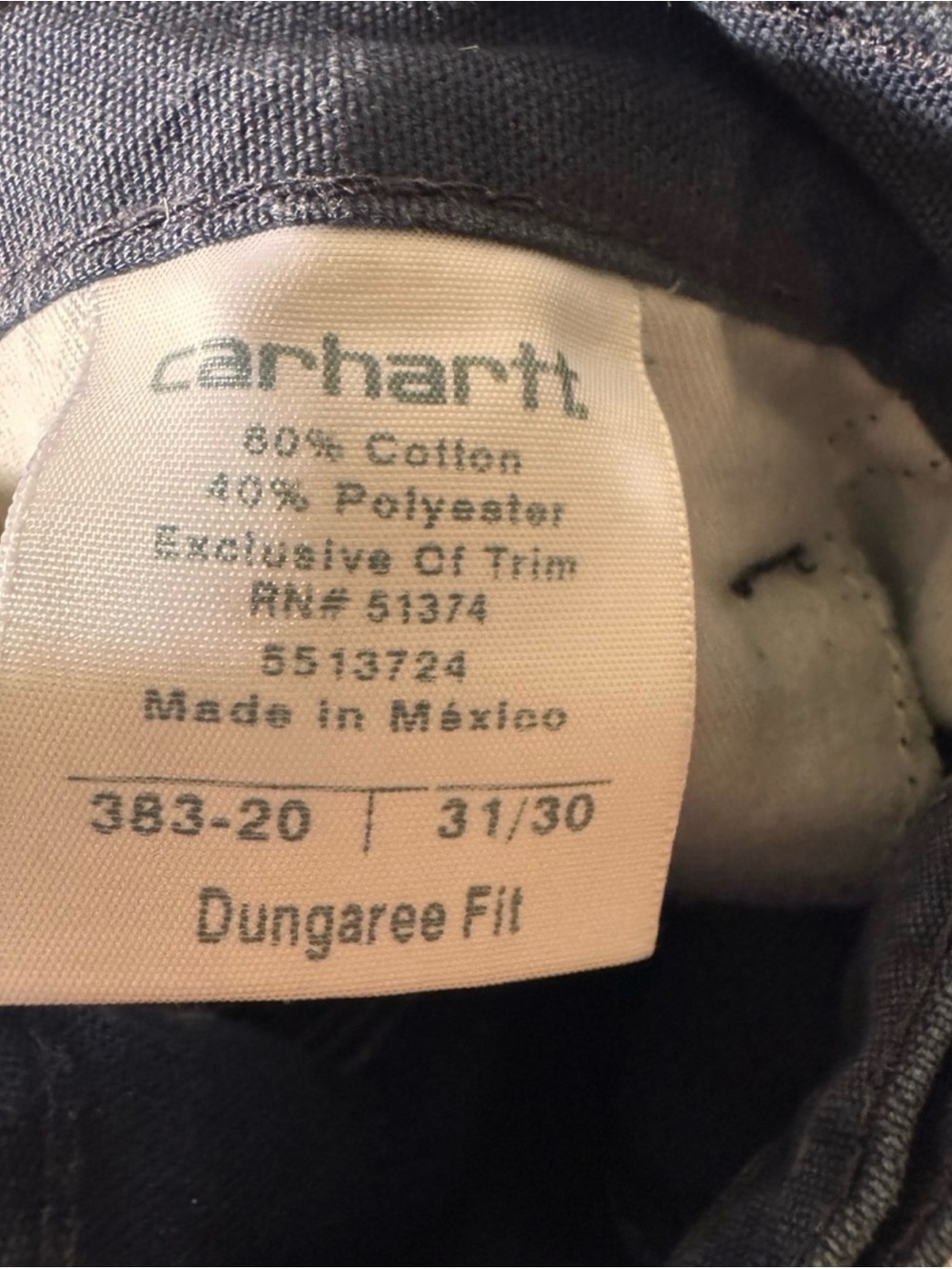 Carhartt 383-20 Mens 31x30 Navy Dungaree Carpenter Utility Work Pants Rental - Picture 7 of 8